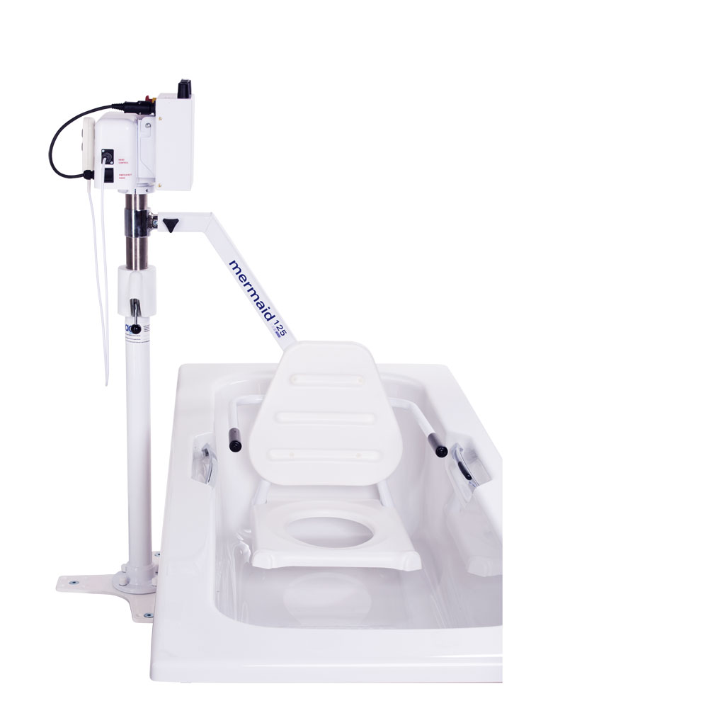 Mermaid Electric Bath Hoist - Side Fit with Commode Seat